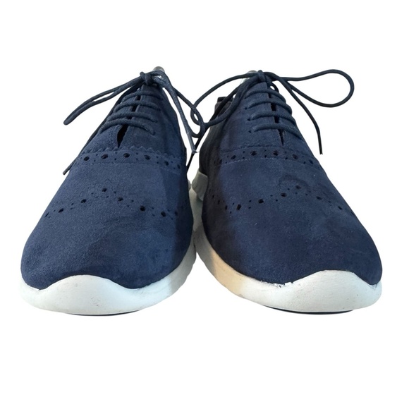 COLE HAAN Zerogrand Wingtip Oxfords Blue Perf Leather Flats Shoe Womens Size 8.5 - Picture 3 of 9